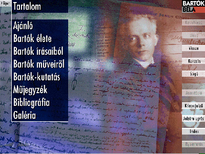 Contents of Béla Bartók CD-ROM